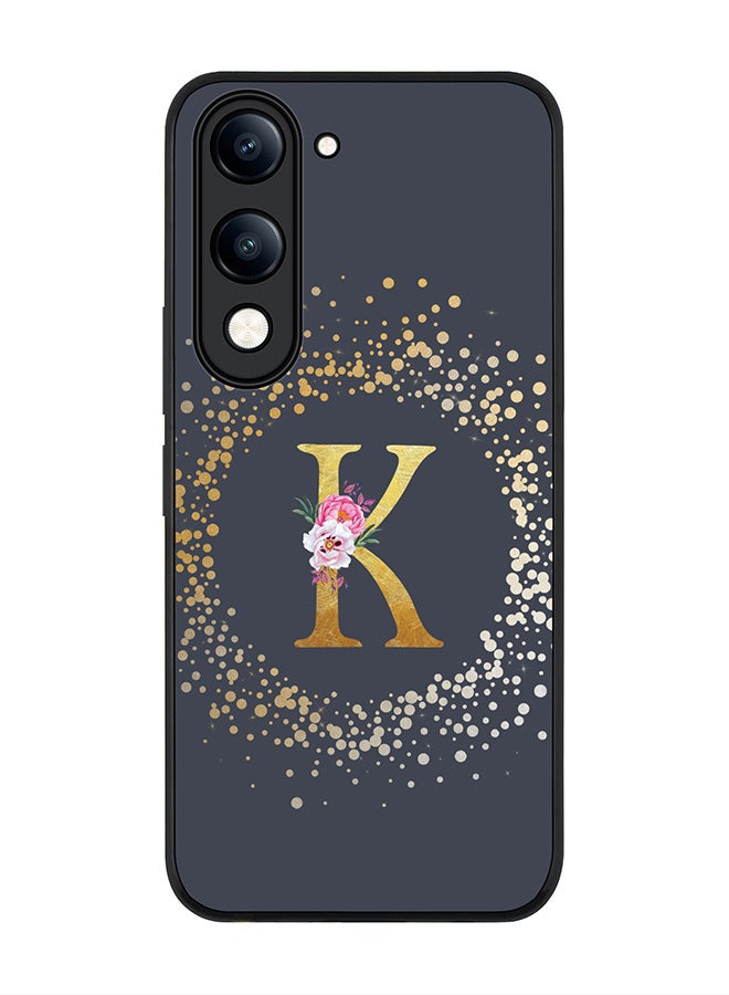 Stylizedd For vivo Y04 / Y29t 5G Case,Slim fit Camera Protection, Shockproof Thin Phone cover  - Custom Monogram Floral - K  (Grey ) - Image 1